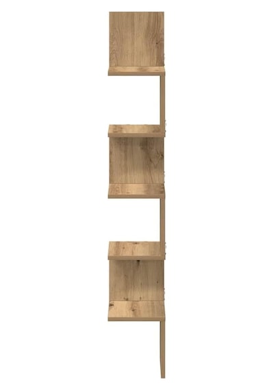 Zig Zag Köşe Duvar Rafı/kitaplık Atlantik Çam 20x20x130 Modern Minimalist Köşe Rafı Genel
