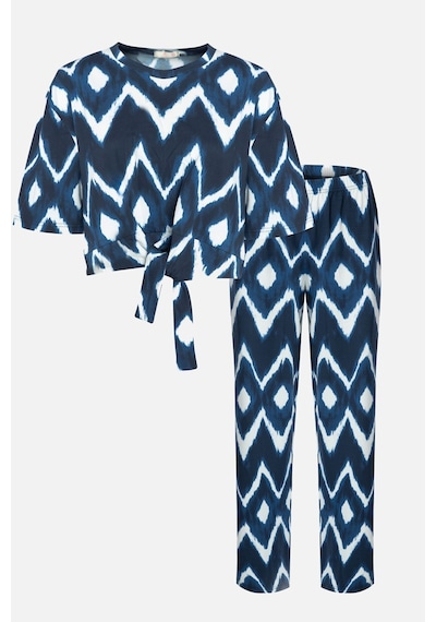 Kadın Pamuklu Önden Bağlamalı Desenli Crop T-shirt Pijama Takımı Ko7300ts Ko7300ts-2 Kadın Pamuklu Önden Bağlamalı Desenli Crop T-shirt Pijama Takımı Ko7300ts Ko7300ts-2