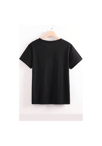 Unisex Uykucu Panda Baskılı Tasarım Tshirt Siyah