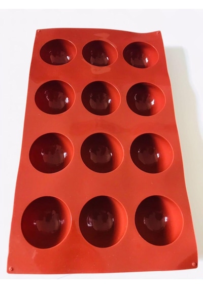 Siliko World Yarım Küre 12'li Silikon Kek Pasta Buz Kalıbı Ürün 4,5cm, Kahverengi Diğer