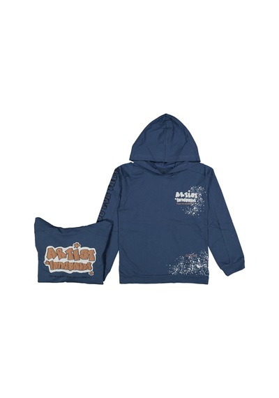 İrem Çocuk Giyim Erkek Çocuk Artist Çift Taraf Yazı Desenli Kapüşonlu Indigo Renk Sweatshirt Mavi İrem Çocuk Giyim Erkek Çocuk Artist Çift Taraf Yazı Desenli Kapüşonlu Indigo Renk Sweatshirt Mavi