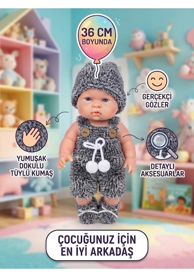 Konuşan Ve Masal Anlatan Eğitici Yumuşak Dokulu Kostümlü 36 Cm Kafası Et Oyuncak Bebek