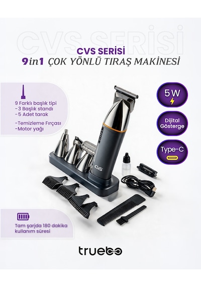 Cvs Truebo Serisi 9 İn 1 Tüm Vücut Tıraş Makinesi