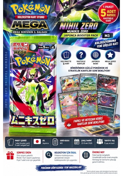 Pokémon Tcg Mega Nihil Zero Munikis Zero M3 Japonca Booster Pack 5 Kart Tekli Sürpriz -1 Paket