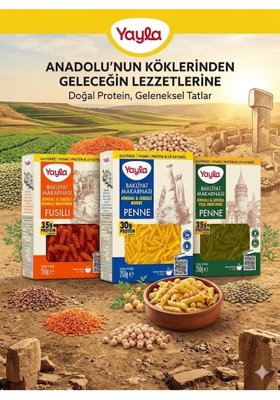 Yayla Kırmızı Mercimek Fusulli + Nohut Penne 250 Gr