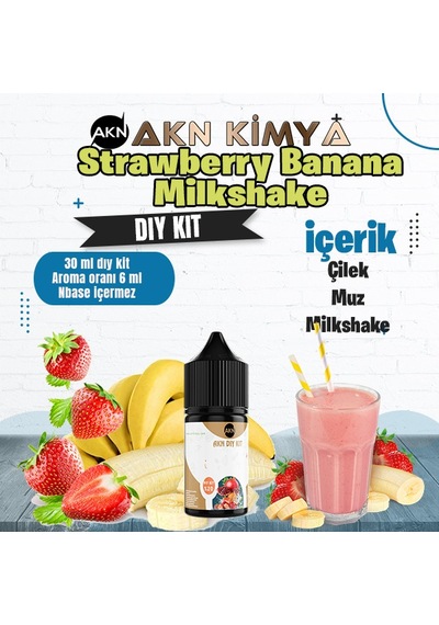 Strawberry Banana Milkshake Dıy Kit Çilek Muz Gıda Aroması %20 Oranda Aroma İçerir Hazır Değildir 30 Ml