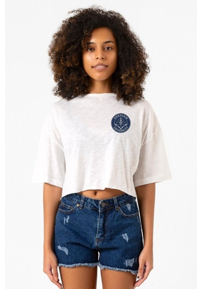 Gen V Godolkin University Emblem Beyaz Kırçıllı Kadın Crop Tshirt Beyaz