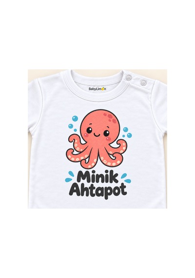 Babylimon Minik Ahtapot Beyaz Kısa Kollu Çıtçıtlı Bebek Zıbını Beyaz - Minik Ahtapot - 928161931 Beyaz - Minik Ahtapot