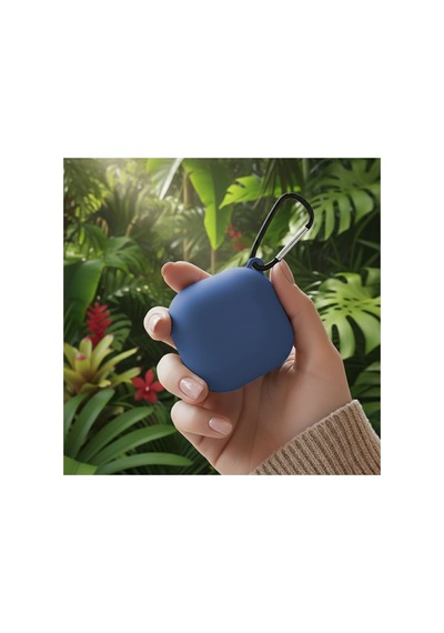 Caseonn Galaxy Buds Live - Buds Pro Kılıf Askı Aparatlı Mat Silikon Koyu Mavi