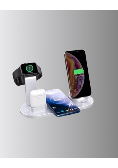 4 Lü Apple Kablosuz Şarj Standı İphone Watch Ve Airpods Çoklu Şarjlı 54414660