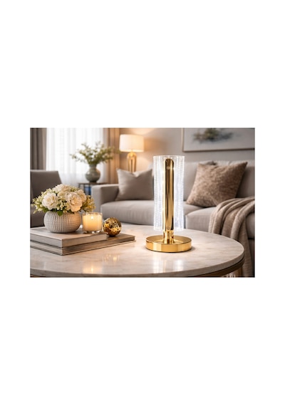 Dokunmatik,şarjlı,led,3 Kademeli,dimmerlı,parlaklık Ayarlı,kablosuz Masa Ve Gece Lambası,gold Abajur Beyaz