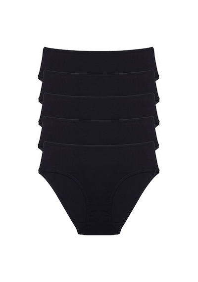 Nicoletta Siyah Kadın Külot Yüksek Bel Bikini 5 Li Paket Pamuklu Likralı Siyah