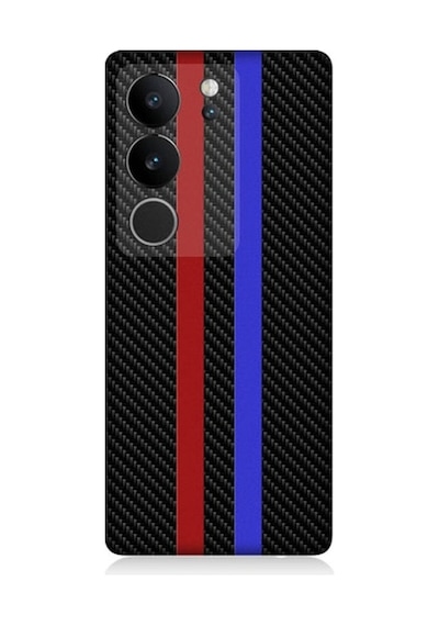 Vivo V29 5g Uyumlu Bordo Mavi Karbon Desenli Silikon Kılıf