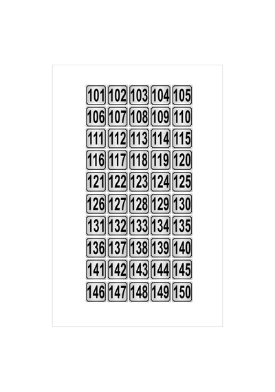 Metal Kapı,masa,dolap Numarası 3,5cmx3,5cm 50 Adet (101…150) Gümüş Renk Metal