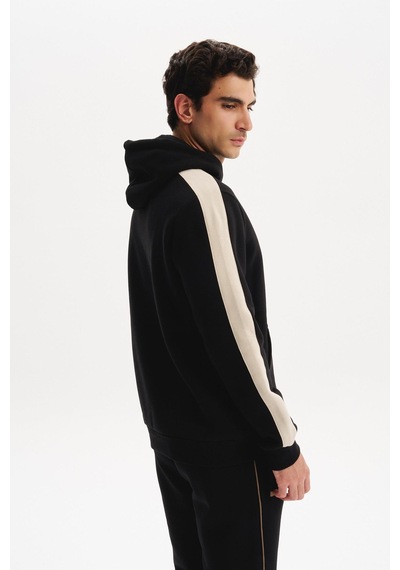 AR-MA Arma Erkek Kapüşonlu Sweatshirt Regular Fit, 3 İplik Şardonlu, Kanguru Cepli, Basic Örme K30254629002 Siyah