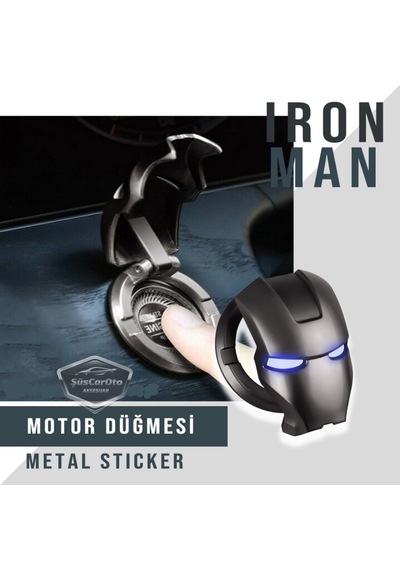 Start Stop Tuşu Kapağı Iron Man Metal Tuş Koruyucu Çinko Siyah