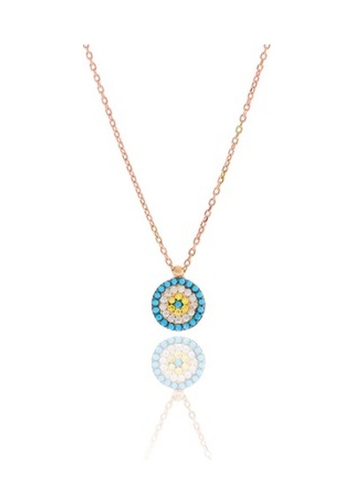 Nazar Boncuğu Tasarım Zirkon Taşlı Roslu Dörtlü Set (S) (505611373)