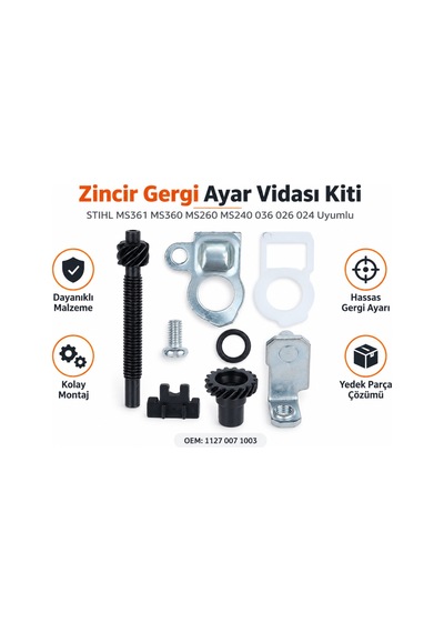 Algaride Motorlu Testere Stıhl Ms361 Ms360 Ms260 036 Uyumlu Zincir Gergi Ayar Vidası Ve Dişli Kiti