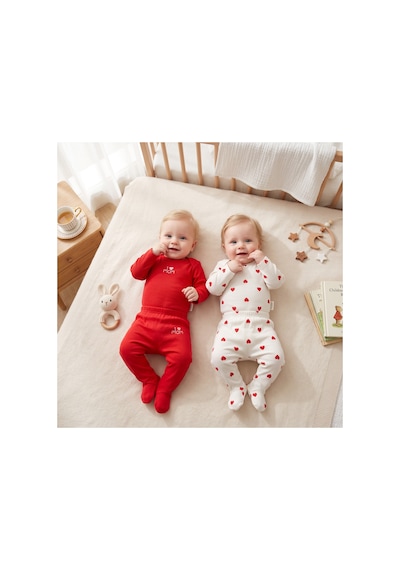 Altıntaş Baby Kırmızı Kalpler Kız Bebek Body Ve Altı Kırmızı Kırmızı