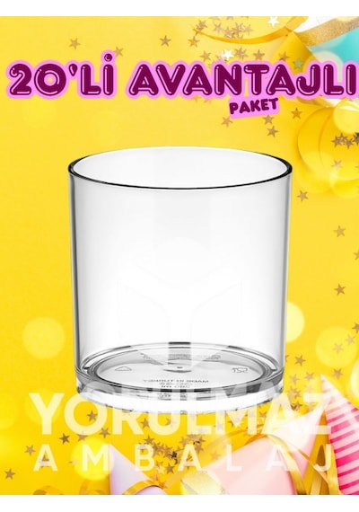 20 Li 220 Cc Plastik Bardak Viski & Meşrubat İçin Ekonomik Paket, Sağlam Ve Şık Tasarım Diğer