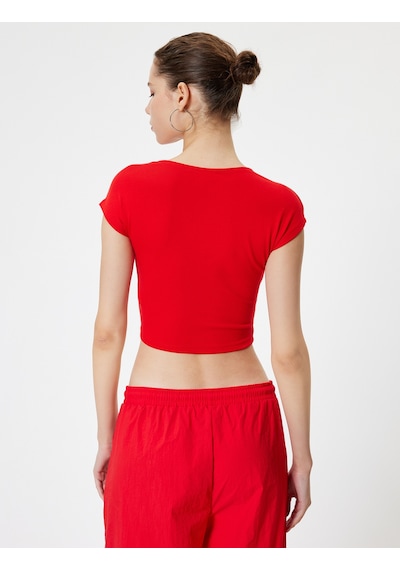 Koton Basic Tişört Kap Kol Bisiklet Yaka Modal Karışımlı Slim Fit Kırmızı 5wal10291ık Kırmızı