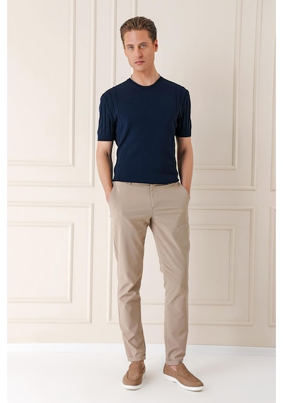 Efor Slim Fit Bisiklet Yaka Kısa Kol Lacivert Triko Tr 869 Lacivert