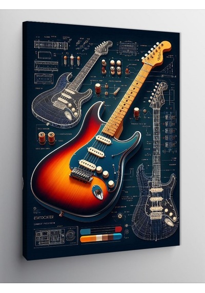Kanvas Tablo İki Gitar Ve Melodi Planı 70cmx100cm
