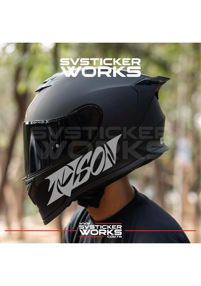 Tyson Yazılı Kask Sticker Tüm Kasklar Uyumlu Tek Yön 1 Adet Gri