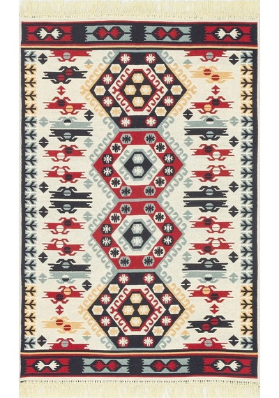 Arya Ar 30 Red %100 Geri Dönüşümlü Pamuktan Çift Taraflı Yıkanabilir Modern Dekoratif Kilim