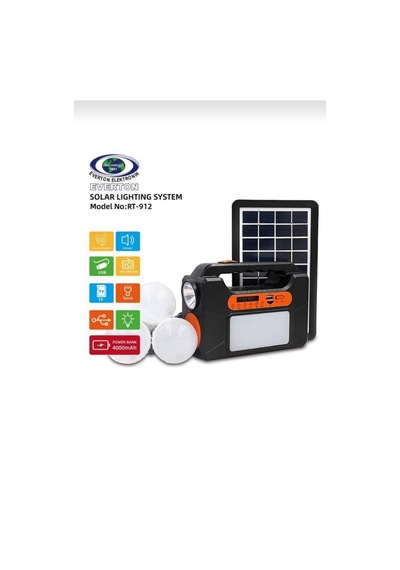 Rt-912 Güneş Enerjili 3 Ampullü Mp3 Bluetooth Radyolu Aydınlatma