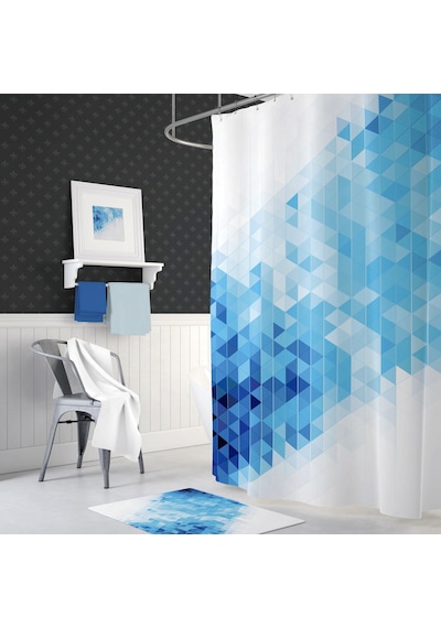 Mavi banyo perdesi-180x00 cm dijital baskı duş perdesi Mavi