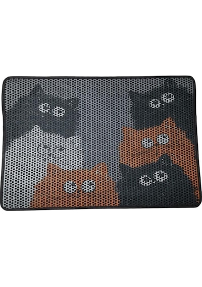 Nanbell Büyük Elekli Çift Katlı Kedi Kumu Paspası 75x59 Cm Desenli No:1