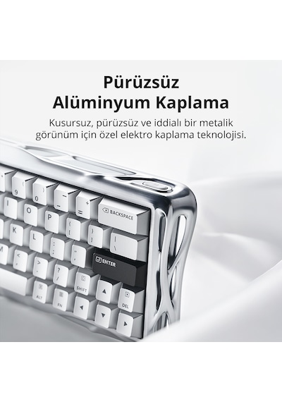 Gravastar Mercury V60 Pro Hall Effect Manyetik Switch Gaming Klavye, Hot-swappable, Rapid Trigger, 8