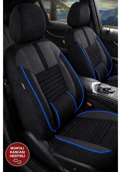 Vw Caddy 3 Phantom Siyah Mavi Tüyü Ticari 2+1 Oto Koltuk Kılıfı Tam Set -ortopedik-kolay Montaj-terletmez 2015 - 2020