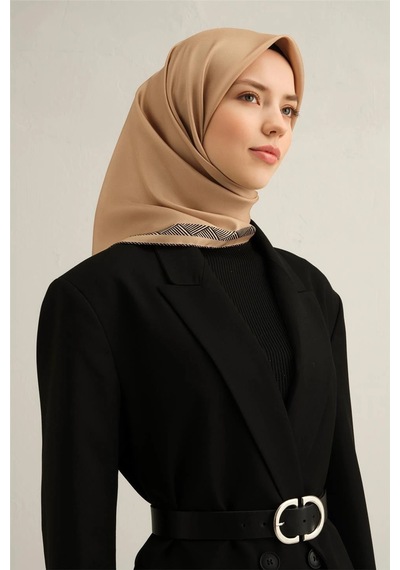 Armine Klasik Desenli Saf İpek Sura Eşarp 9357d Gold