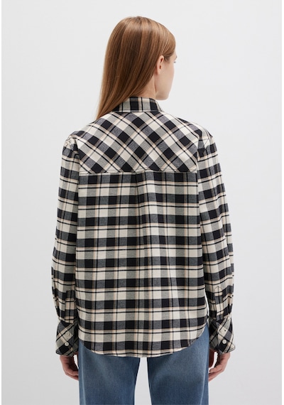 Mavi Ekose Dokulu Gömlek Loose Fit / Bol Rahat Kesim 1211303-88238 Siyah