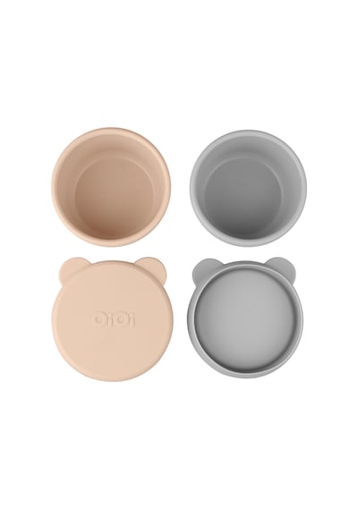 Silikon Kapaklı Mini Kase 2'li Bubble Beige - Gri 3 Adet