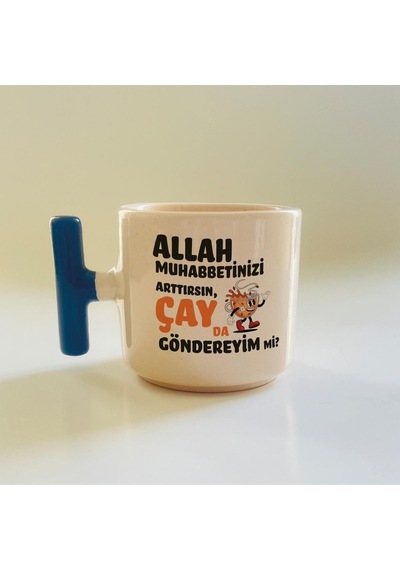 Çay Da Göndereyim Mi Baskılı Mavi Kulplu T Öğretmenler Günü Kupası