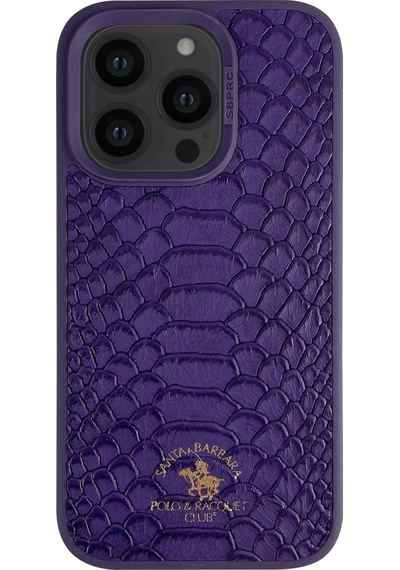 Santa Barbara Polo Racquet Club Apple iPhone Uyumlu  14 Pro Max Kılıf Pu Deri Timsah Tasarım Business Knight Kapak Mor