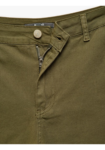 Koton Pamuklu Chino Cepli Bermuda Slim Fit Şort Haki 5sam40016hw Haki