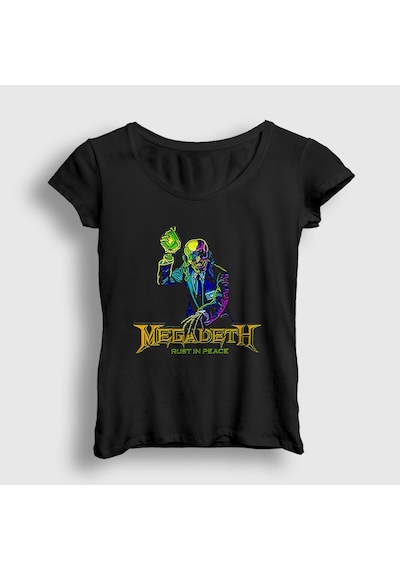 Presmono Kadın Rust In Peace Megadeth T-shirt Siyah