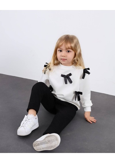 Miniko Kids Kız Çocuk Bayramlık Fiyonk Detaylı 2li Takım Siyah