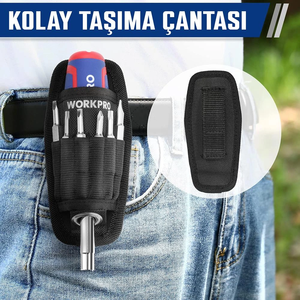 Workpro Wp221306 15-ın-1 Çok Fonksiyonlu Değişken Uçlu Profesyonel Tornavida Seti + Bel Askı Kılıfı