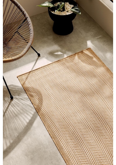 Ocean Home Textile Leke Tutmaz İç Dış Mekan Bej Renk Balıksırtı Halı Kilim 80 X 150 Cm