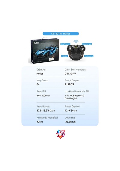 Cada Uzaktan Kumandalı Helios Spor Araba 419 Parça Oyuncak Yapım Seti Blok Araba Ffcada-c51301w Cada Uzaktan Kumandalı Helios Spor Araba 419 Parça Oyuncak Yapım Seti Blok Araba Ffcada-c51301w