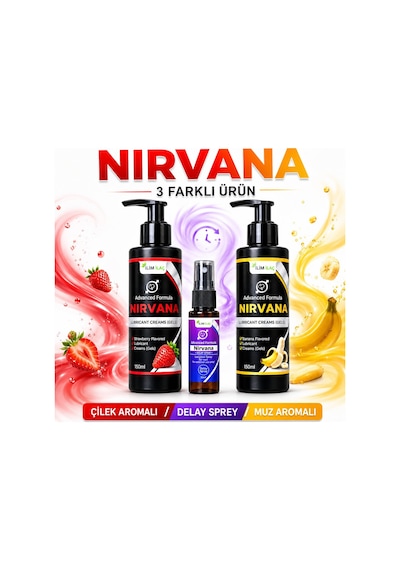Nirvana Çilek Ve Muz Aromalı Kayganlaştırıcı Jel 2 x 150 ML + Sprey 30 ML