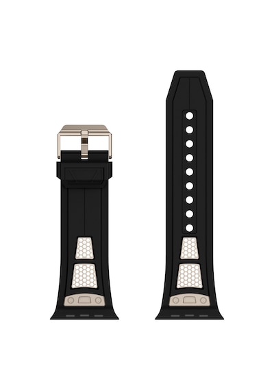 Apple Uyumlu  Watch Ultra 1 / 2 49mm Kordon Delikli Metal Süslemeli Desenli Silikon Band 117