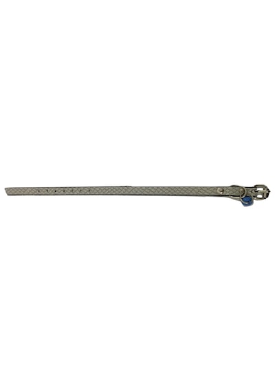 Gri Renk Kendinden Desenli Derili 1 CM Metal Kilit Tokalı Zilli K