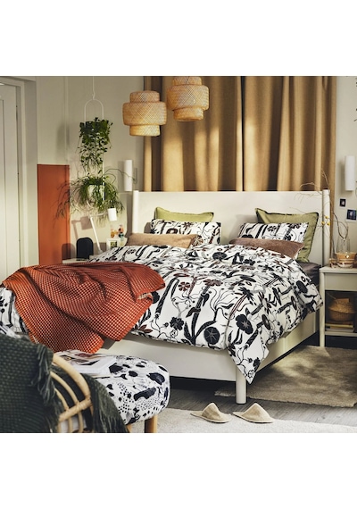Ikea Lundskaftıng Tek Kişilik Nevresim Takımı 150 X 200 Cm Beyaz - Siyah - Kahverengi Çok Renkli