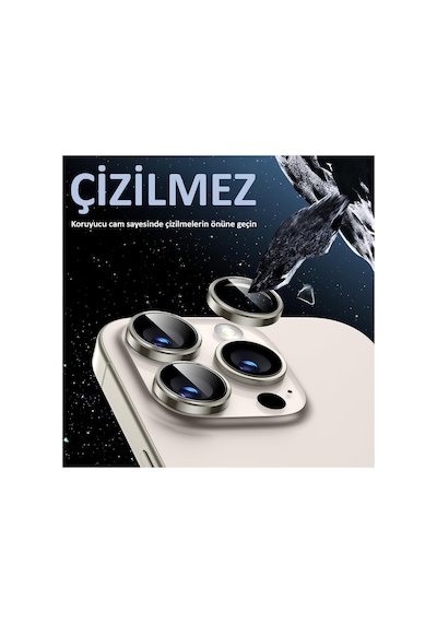 İphone 16 Pro / 16 Pro Max Uyumlu Safir Lens Çizilmez Dayanıklı Kamera Koruyucu Çöl